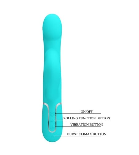 Vibrador Rabbit Perlas Verde Agua