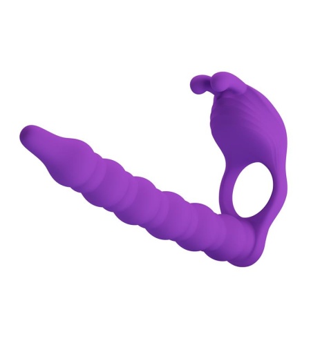 Anillo Pene Con Plug Vibrador Lila