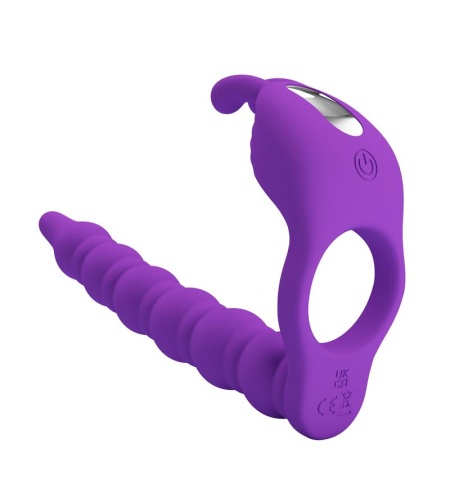 Anillo Pene Con Plug Vibrador Lila