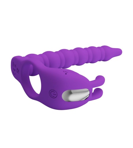 Anillo Pene Con Plug Vibrador Lila