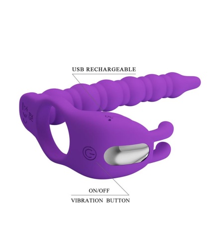 Anillo Pene Con Plug Vibrador Lila