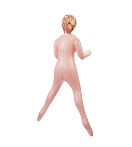 Vista trasera de muñeca hinchable para despedidas
