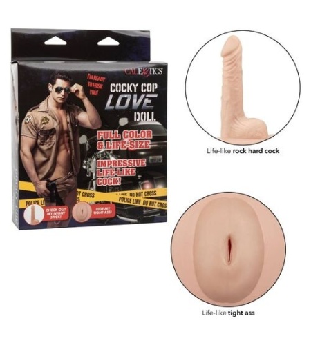 Detalle del pene realista de silicona del muñeco Cocky Cop