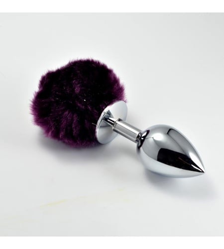 Plug Anal de Metal con Pompon Púrpura Talla S