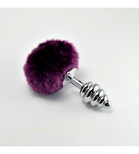 Plug metálico en Espiral con Pompon Púrpura