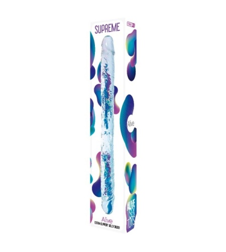 Consolador Doble Transparente de 38.5cm