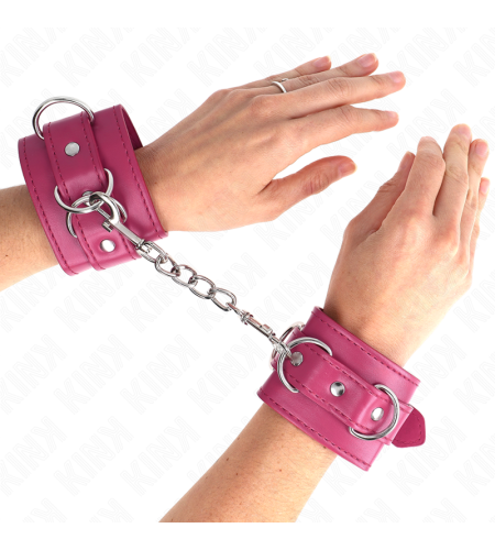 KINK - MUÑEQUERAS CON 3 ANILLAS EN D AJUSTABLE ROSA 17.5-25 CM X 6 CM