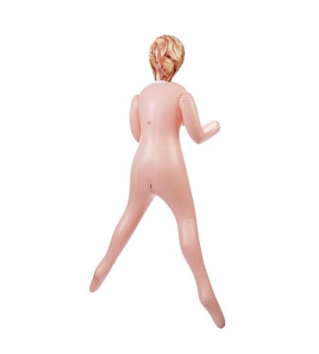 Vista trasera de muñeca hinchable para despedidas