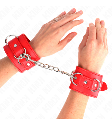 KINK - MUÑEQUERAS CON 3 ANILLAS EN D AJUSTABLE ROJO 17.5-25 CM X 6 CM