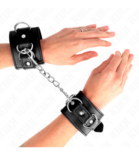 KINK - MUÑEQUERAS CON 3 ANILLAS EN D AJUSTABLE NEGRO 17.5-25 CM X 6 CM